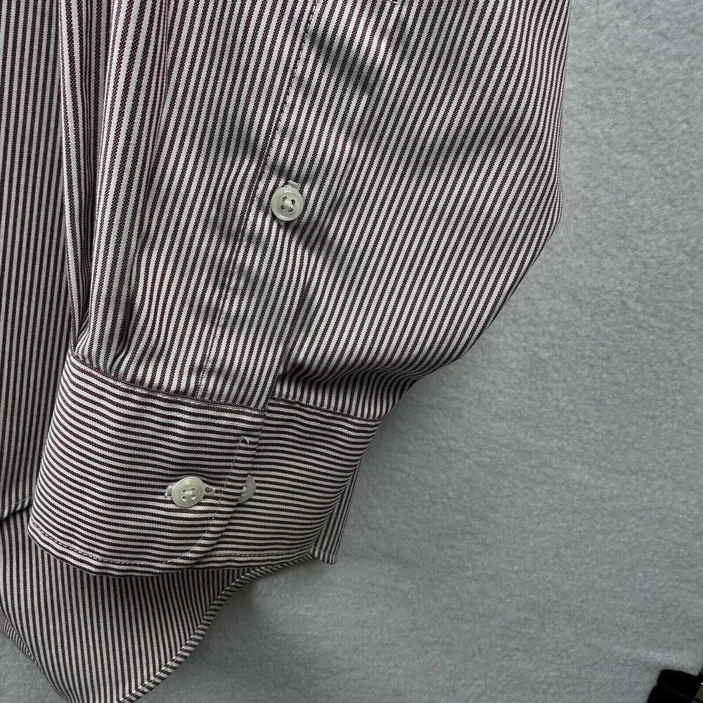 IZOD Striped Button Down Collared Long Sleeve Shirt Size XXL 80s‎ 2-Ply Pinpoint